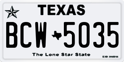 TX license plate BCW5035