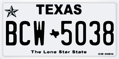 TX license plate BCW5038