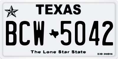 TX license plate BCW5042
