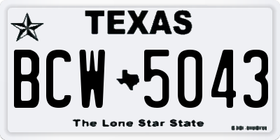 TX license plate BCW5043