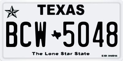 TX license plate BCW5048