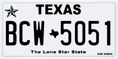 TX license plate BCW5051