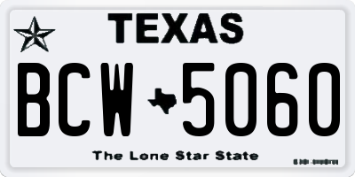 TX license plate BCW5060