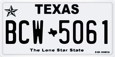 TX license plate BCW5061