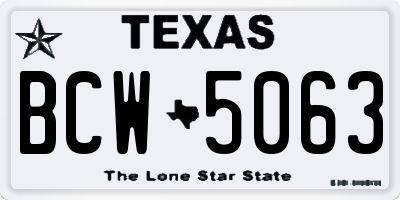 TX license plate BCW5063