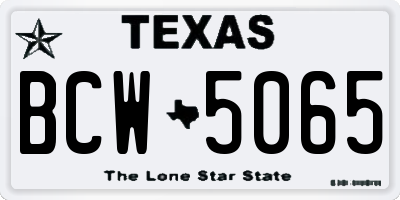 TX license plate BCW5065