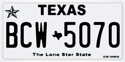 TX license plate BCW5070