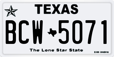 TX license plate BCW5071