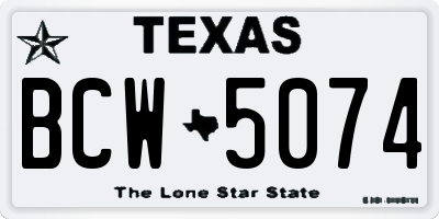 TX license plate BCW5074