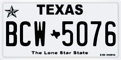 TX license plate BCW5076