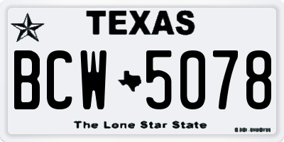 TX license plate BCW5078