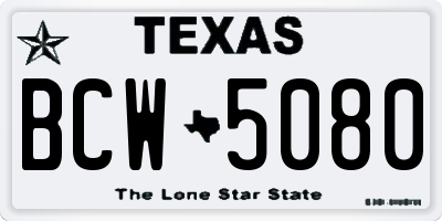 TX license plate BCW5080