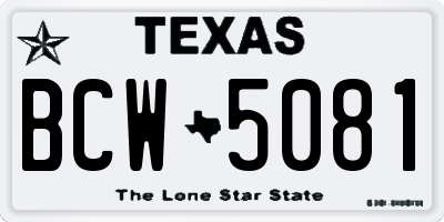 TX license plate BCW5081