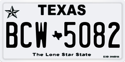 TX license plate BCW5082