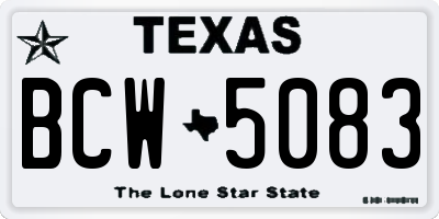 TX license plate BCW5083