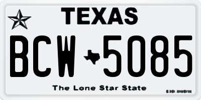 TX license plate BCW5085