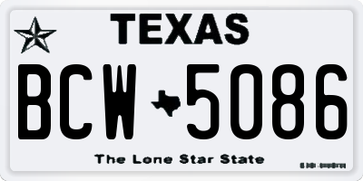 TX license plate BCW5086