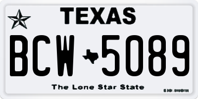TX license plate BCW5089