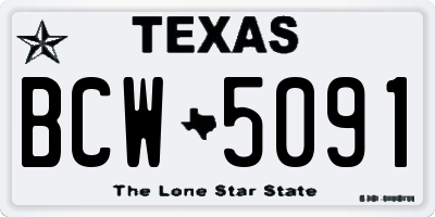 TX license plate BCW5091
