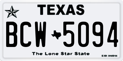 TX license plate BCW5094