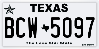TX license plate BCW5097