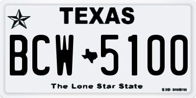 TX license plate BCW5100