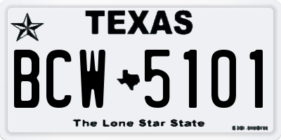 TX license plate BCW5101