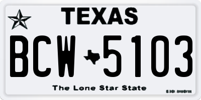 TX license plate BCW5103