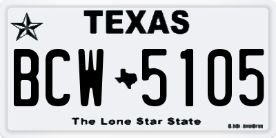 TX license plate BCW5105