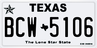 TX license plate BCW5106