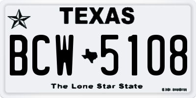 TX license plate BCW5108