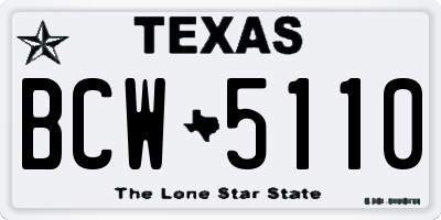 TX license plate BCW5110