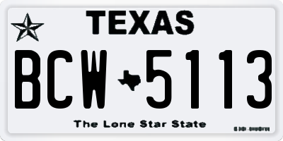 TX license plate BCW5113