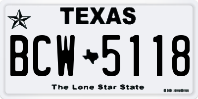 TX license plate BCW5118