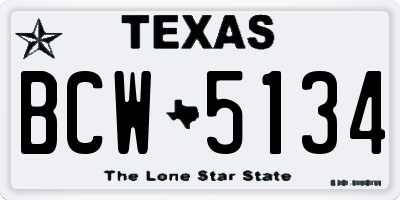 TX license plate BCW5134