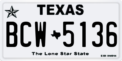 TX license plate BCW5136