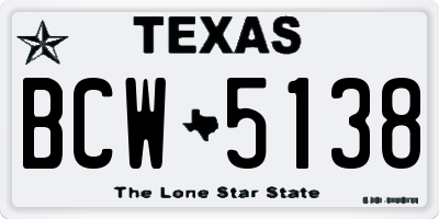 TX license plate BCW5138