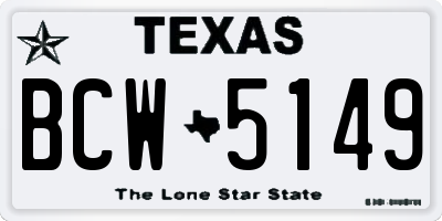 TX license plate BCW5149