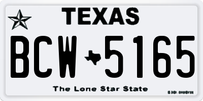 TX license plate BCW5165