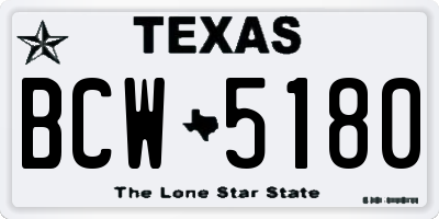 TX license plate BCW5180