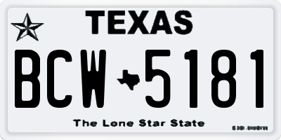TX license plate BCW5181