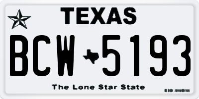 TX license plate BCW5193