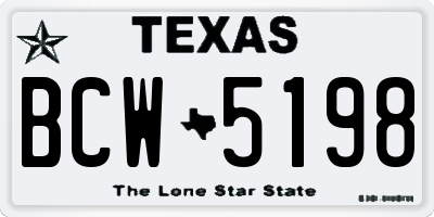 TX license plate BCW5198
