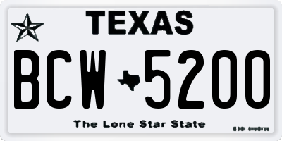 TX license plate BCW5200