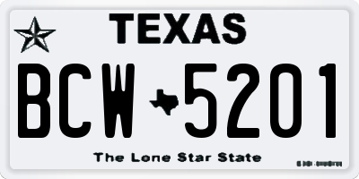 TX license plate BCW5201