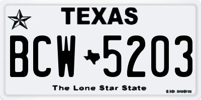 TX license plate BCW5203