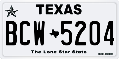 TX license plate BCW5204