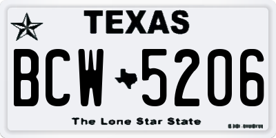 TX license plate BCW5206