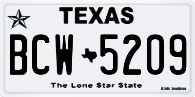 TX license plate BCW5209