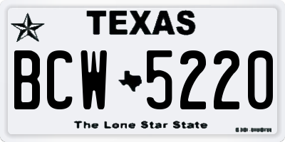 TX license plate BCW5220
